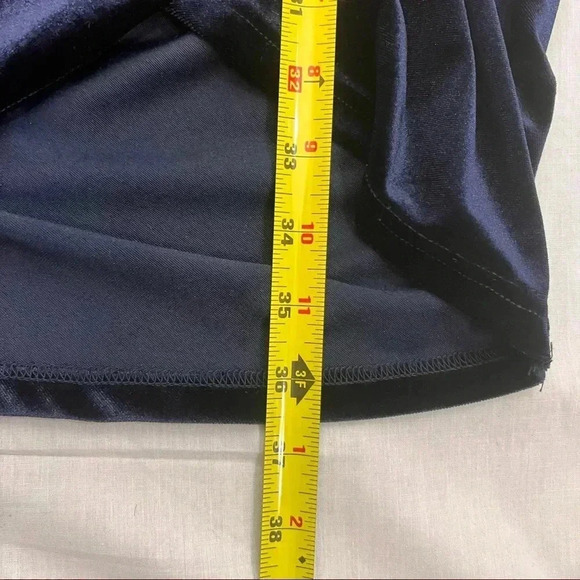 GUBBERRY Womens Velvet Wrap Dress Navy Blues Long Sleeve VNeck Bodycon Ruched M - Picture 11 of 13